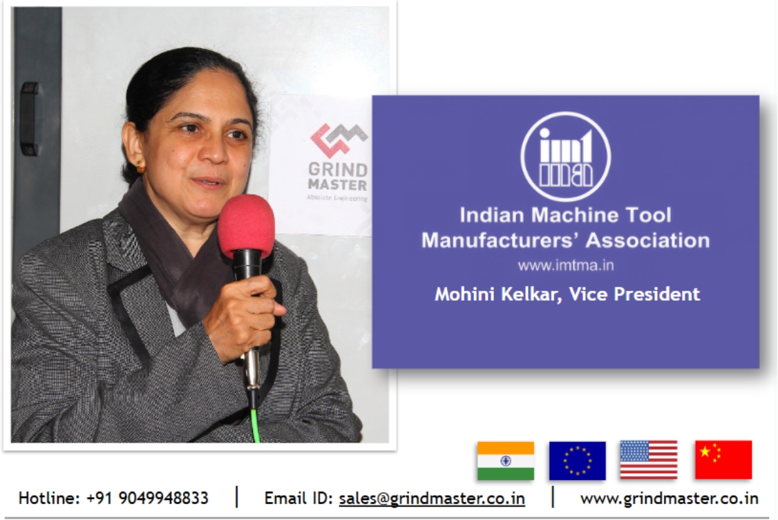 Mrs. Kelkar, Founder Director of Grind Master has taken charge as Vice President of IMTMA, A national body of MACHINE TOOL Manufacturers